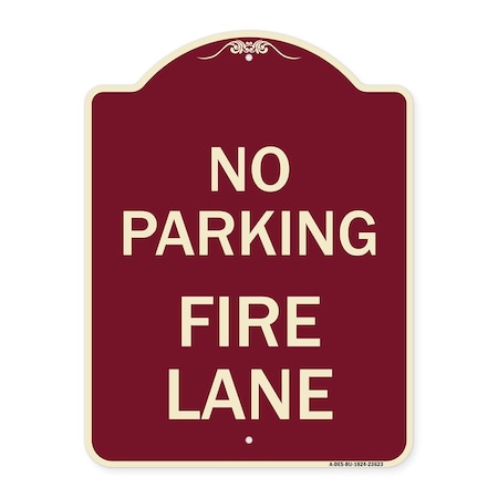Signmission No Parking Fire Lane W/ Striped Border Heavy-Gauge Aluminum Sign, 24" x 18", BU-1824-23623 A-DES-BU-1824-23623